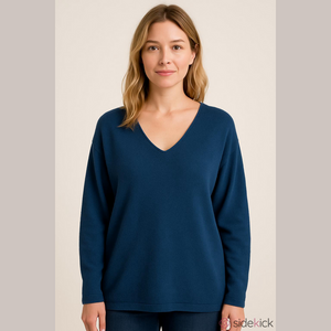 Free People blue v neck dolman sleeve sweater Medium nylon wool yak blend